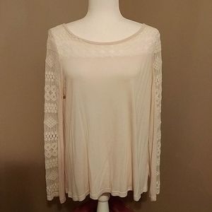 Lace & Knit Cream Color Top
